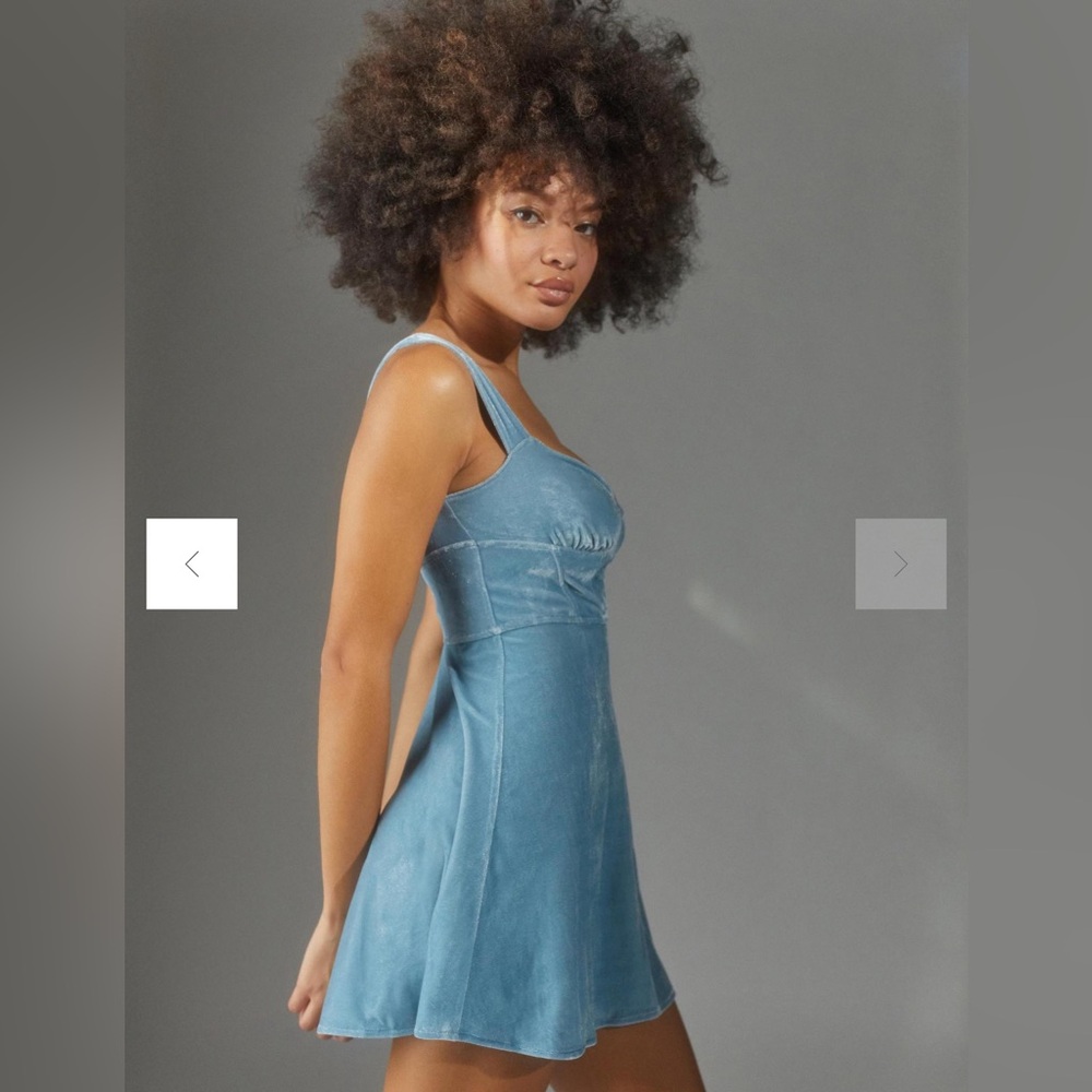 Urban Outfitters Light Blue Velvet Mini Dress - Picture 4 of 9